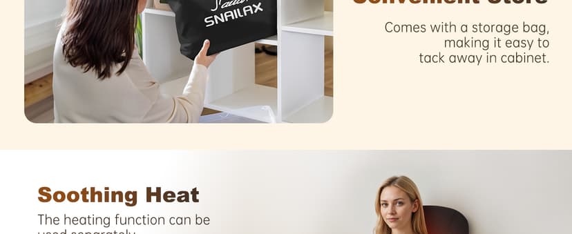 Snailax Back Massager with Heat, Massage Seat Cushion with 10 Motors, Massage Chair Pad for Home Office Use, 5 Modes & 3 Intensity Levels, 2 Heat Settings with 30-60-90 Mins Timer, Gifts for Him Her