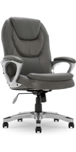 Serta Bryce Executive Office Chair - Ergonomic Computer DeskChair with Lumbar Technology - Adjustable Height - Memory Foam Body Pillows - 360° Swivel Rolling Base - Bonded Leather - Black