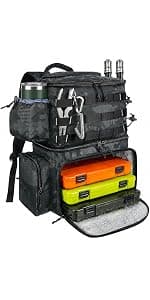 Water Resistant Fishing Bag Fits 4 3600 Trays, Large Wide Open Tackle Box Backpack, Gifts for Fishermen MATEIN Fishing Backpack, Tackle Storage Bag with Rod Holders & Cooler B09PTHT4H5