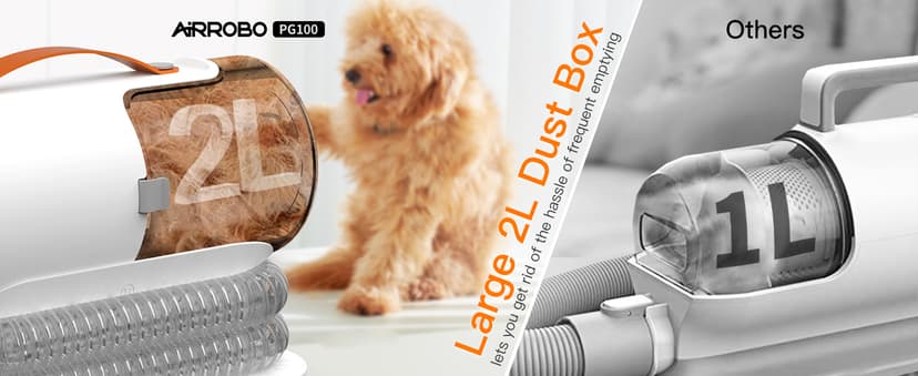 AIRROBO Dog Grooming Vacuum, Dog Grooming Kit,12000Pa Strong Pet Vacuum, 2L Large Capacity Vacuum for Shedding Grooming Hair, Quiet,PG100