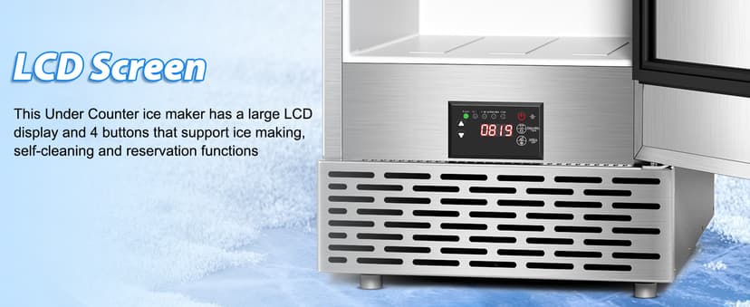 Under Counter Ice Maker, Ice Maker Machine Commercial, 120Lbs/24H with 35lbs Storage Bin, 40Pcs Cubes in 10Mins, Built in Ice Machine for Home Office Commercial