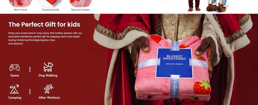 Narecte Kids Hoodie Blanket Birthday Gifts for Girls Year Old Girl Toddler Wearable Blanket Hoodie Kids Oversized Ideas Teen