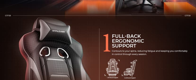 GTPLAYER Gaming Chair for Adults, Big and Tall 350LBS Heavy Duty Office Chair, Ergonomic High Back Lumbar Support and Recliner for Back Pain Relief, Sky Gray