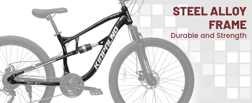 24/26/27.5 Inch Wheel Mountain Bike, 21 Speed MTB Bike with Full Suspension, Steel Frame and Dual Disc Brakes, Adult Mens Outdoor Cycling Mountain Bicycle