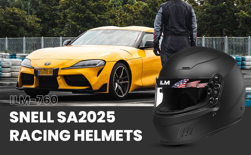 ILM Snell SA2020 Full Face Auto Car Racing Helmets for Men and Women Model 760(Matte Black, L)