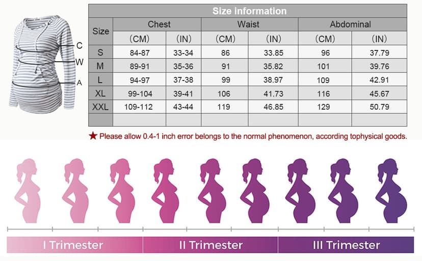 GINKANA Maternity Hoodie Long Sleeves Shirts Casual Maternity Top Pregnancy Sweatshirt Casual Clothes