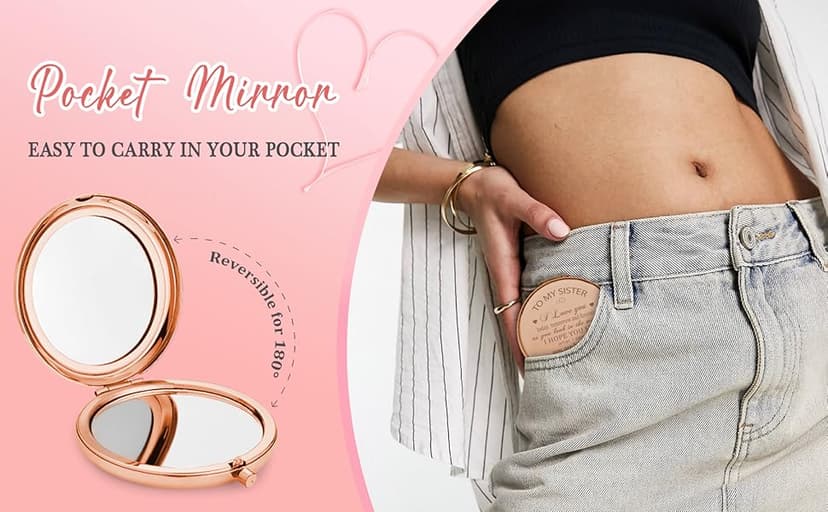 Bestie Makeup Mirror - Compact Friendship Gift for Women, Perfect for Sister or Best Friend's Birthday, Graduation or Any Occasion