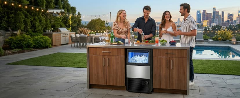 Mojgar Commercial Ice Maker Machine, 100lbs/24H with 33lbs Ice Storage Under Counter Ice Machine, Stainless Steel Built-in Freestanding Ice Maker Self-Cleaning for Home Bar