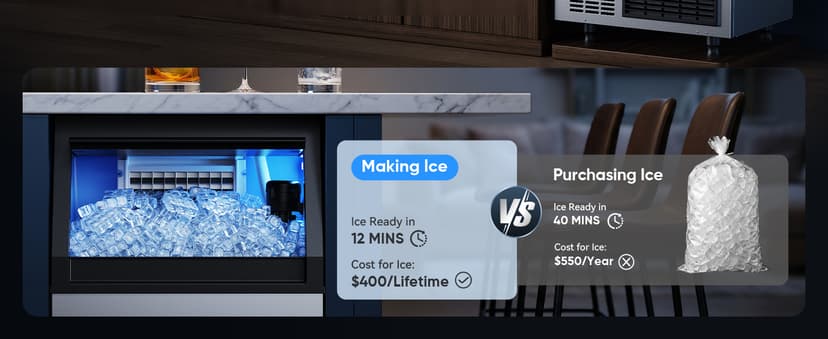 Coolake Commercial Ice Maker Machine, 200Lbs/Day Under Counter Ice Maker with 55 Lbs Storage, Stainless Steel Freestanding Built-in Outdoor Ice Machine with Water Filter for Home Bar Cafe Garage