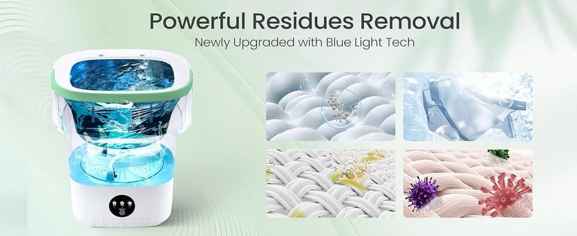 Portable Washing Machine - 16L Mini Foldable Washer with Spin Basket, Deep Cleaning for Small Clothes & 3 Cleaning Modes, Collapsible Laundry for Apartment, Dorm, Hotel, RV and Travel (Green)