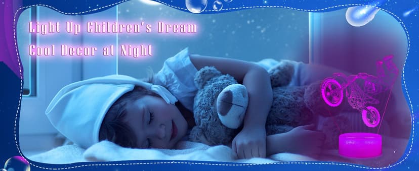 Dirt Bike Night Light, Dirt Bike Gifts for Boy, 3D Illusion Lamp with Remote Control, 16 Colors Changing, RGB Flashing Mode and Dimmable, Gifts for Boys Christmas Decor