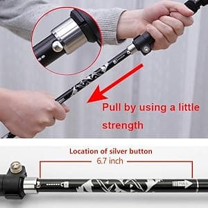 A ALAFEN Lightweight Collapsible Trekking Pole - 7075 Aluminum Adjustable Walking Stick for Hiking & Travel, Foldable Quick-Lock Design, Single Pole for Adults & Seniors