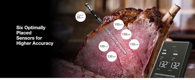ThermoMaven Smart Bluetooth Wireless Meat Thermometer: Standalone Base, WiFi Unlimited Range, 6 Sensors with NIST Certified Accuracy, 2 Probes for Kitchen, BBQ, Grill, Oven, Smoker, Rotisserie