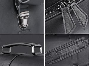 ESTARER Men's Leather Briefcase 15.6 Inch Laptop Computer Bag for Office/Business/Travel, Large Satchel Professional Pu Leather Messenger Shoulder Bag, Black