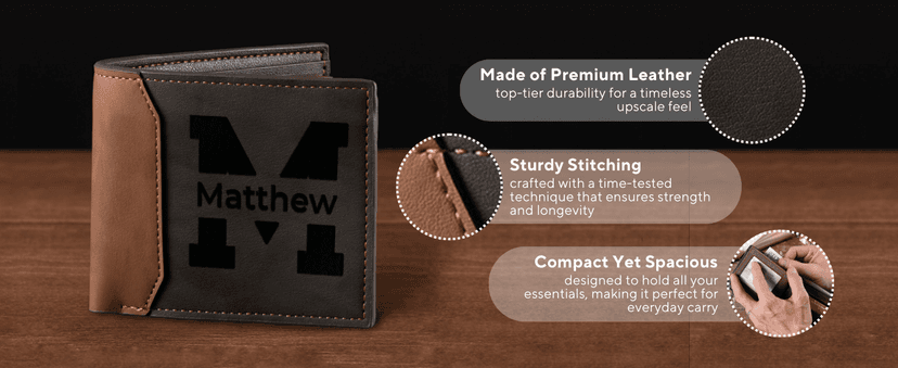GIFTS TO ENGRAVE Personalized Gifts for Men – Custom Wallets for Men with Name Engraving | Personalized Wallet for Men – Great Fathers Day Wallet Gift for Husband, Dad, or Boyfriend
