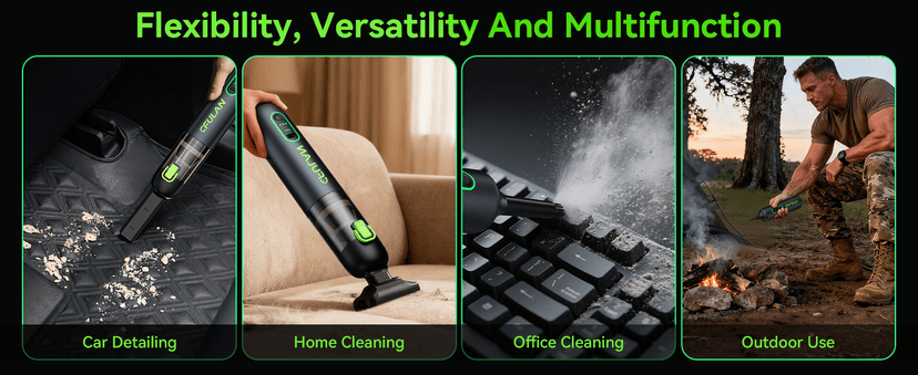 Car Vacuum Portable Cordless, 21KPa 4-in-1 Handheld Mini Vacuum Cleaner with 8 Attachments, 3 Suction Modes, One-Touch Empty, Type-C Charge, Hand Vacuum for Car, Home, Keyboard, Small Job