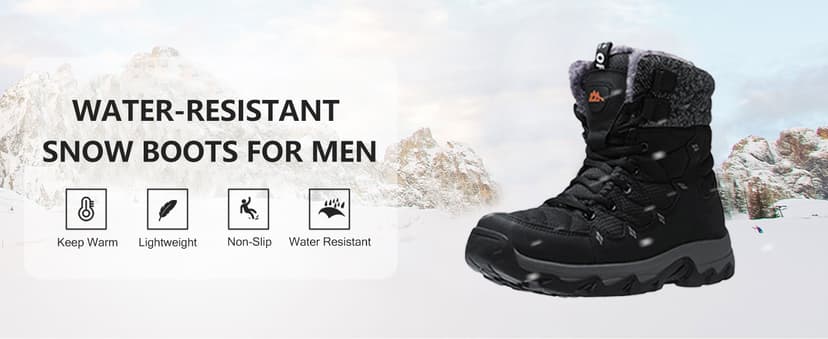 TRAILBLITZ Men's Winter Snow Boots Water Resistant Non Slip Warm Outdoor Lightweight Comfortable Durable 7.1 IN Height Hiking Shoes
