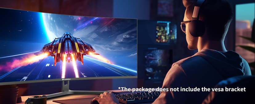 SANSUI 34-Inch Curved Gaming Monitor UWQHD 3440 x 1440P Up to 200Hz 165Hz Curved 1500R - PIP/PBP, OD 1ms, HDR, 300nits, sRGB 130%, DCI-P3 97%,AI Crosshair,HDMI2.1x2,DP1.4(Cable Included)