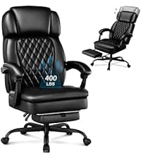 450LBS Big and Tall Executive Office Chair with Flip up Arm, Heavy Duty PU Leather Computer Desk Chair,Comfortable High Back Swivel Home Office Chair with Rolling for Adults,Spring Cushion,Metal Base