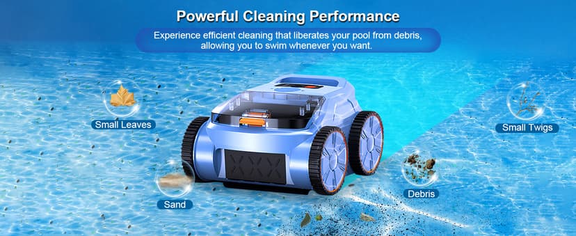 (2025 New) Robotic Pool Vacuum, Robotic Pool Cleaner for Inground Pools, Pool Robot with Smart Navigation, Floor/Wall/Waterline Cleaning, 180 Mins Runtime for Pool Up to 2100 Sq.ft