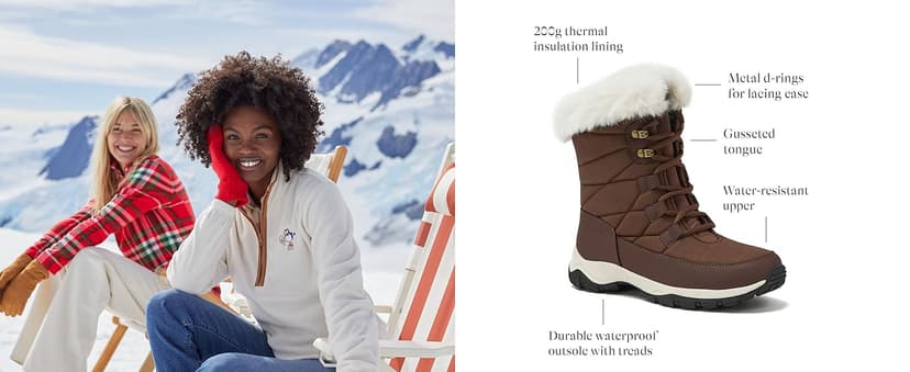 Lands' End Expedition Waterproof Insulated Womens Snow Boots, Lace Up or Slip On Winter Boots for Women, Medium or Wide Width Sizes 6 to 11, Black, Brown, Blue, White or Grey Winter Shoes