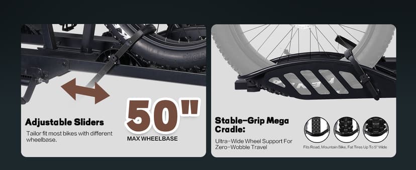 Bike Rack for Car Hitch Mount - Young Electric 2 Ebike Rack Heavy Duty Platform Carrier 200lb Capacity, Smart Tilting & One Hand Folding Bicycle Racks for SUV, Minivan, RV, Fits 5-Inch Fat Tires