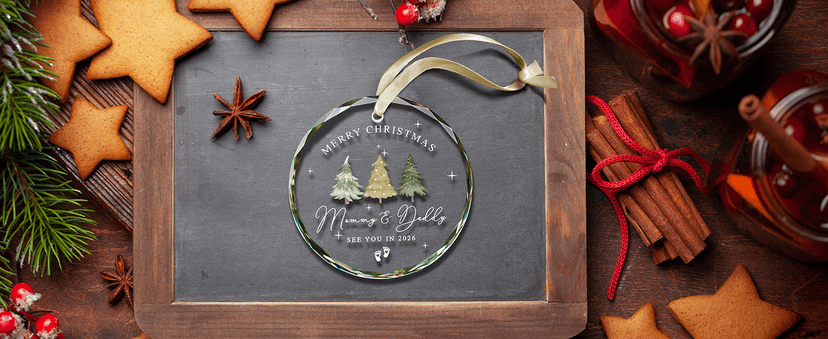 Gifts for New Parents - Expecting Parents to Be Unique Gifts - Baby Pregnancy Announcement Gift Ideas for Husband, Family - Glass Christmas Pregnancy Announcement Ornament 2026