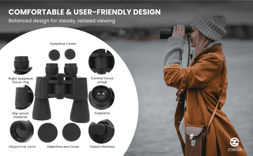 10x50 Magnification Professional High-Power Binoculars for Adults – HD Vision with 50mm Objective Lens, K9 Prism, Durable Design for Bird Watching, Hunting, Stargazing, Sports & Outdoor