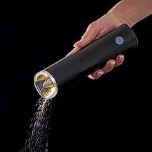 Gravity Electric Salt and Pepper Grinder Set, Adjustable Coarseness, Warm LED Light, One-handed Automatic Operation, Battery Powered, Black, Electric Pepper Mills