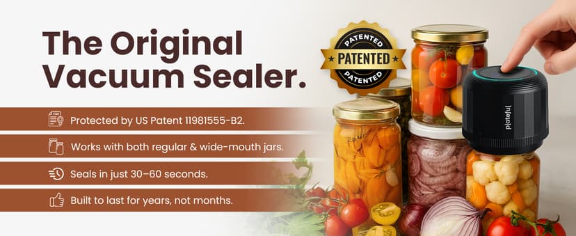 Plateful Electric Mason Jar Vacuum Sealer Kit (Lids Included) For Wide Mouth And Regular Mouth Jars, Portable Jar Vacuum Sealer, Canning Machine Food Storage, Includes Lids, Opener, Charger