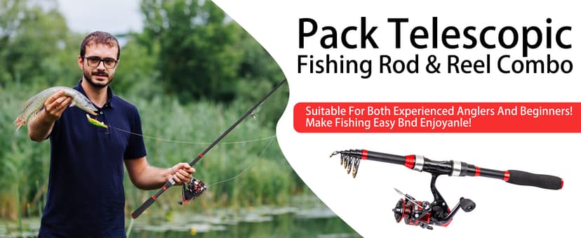 I00000 Fishing Rod and Reel Combos with Fiberglass Telescopic Fishing Pole - Spinning Reel Fishing Carrier Bag, Freshwater and Saltwater Fishing Rod Kit,Travel Fishing Kit for Bass Trout