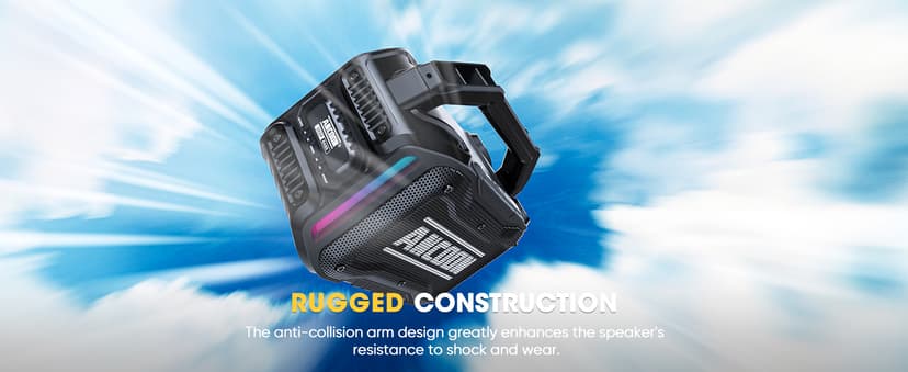 Speakers Bluetooth Wireless: 80W(Peak) Loud Speaker with Bass, 20H Playtime, IPX6 Waterproof, Large Jobsite Speakers for Work, Outdoor, Workshop, Garage, Portable Speaker with TWS (Black)