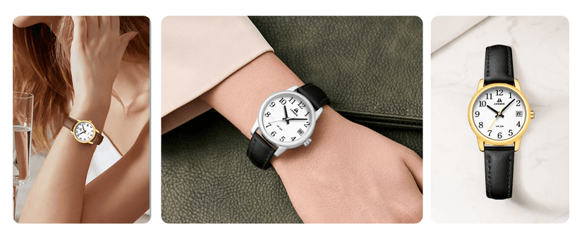 LN LENQIN Ladies Watches Analog Quartz Watch for Women Waterproof Women's Wrist Watches Easy Reader Womens Watch with Leather Strap