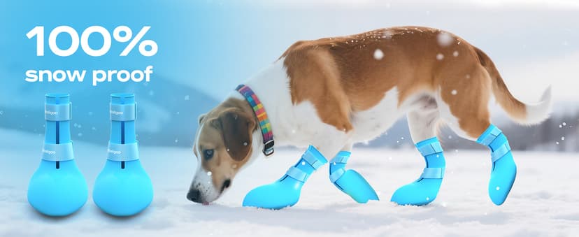 Fdceligoo Rubber Dog Boots, Durable Paw Protectors with Adjustable Straps & Non-Slip Sole, Waterproof Dog Shoes for Hot Pavement, Easy On & Off Silicone Booties (Blue, S, Only Suit for Small Dogs)