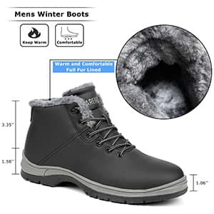 CARENURSE Mens Winter Snow Boots Water Resistant Warm Fur Lined Anti Slip Work Ankle Shoes Casual Lightweight Hiking Outdoor Trekking Boot