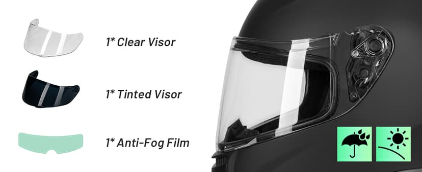 Favoto Full Face Motorcycle Helmet DOT Approved, Cascos Para Motos Snowmobile Dirt Bike Helmet for Adults Men Women, Anti-Fog Film Included, Black, Medium