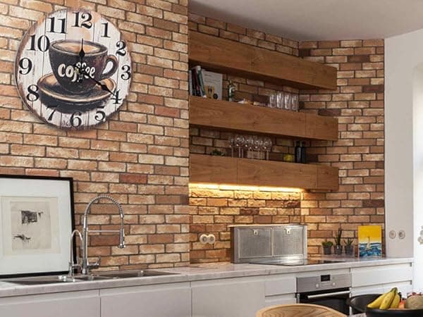 Horizent Kitchen Wall Clock,Vintage Glass Coffee Sign Decor Wall Clocks Battery Operated-8 Inch