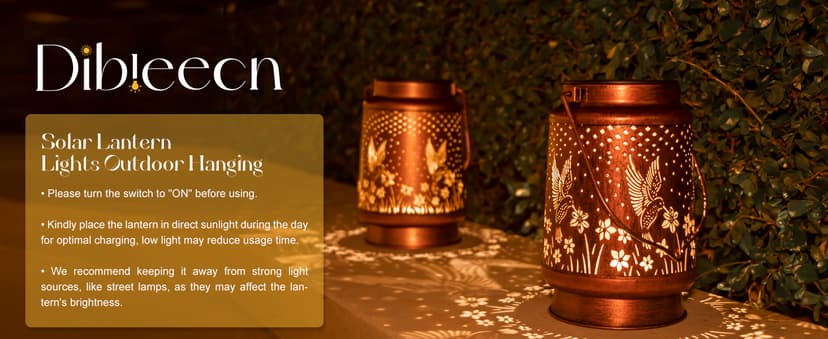 Hummingbird Birthday Gifts for Women Mom Grandma Solar Lanterns Outdoor Waterproof Garden Decor Metal Hanging LED Decorative Light for Patio Yard Lawn Backyard Front Porch Gardening Gifts