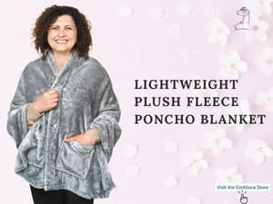 Fleece Poncho Blanket -Drape and Go No Sleeves- Lightweight Wrap Shawl -Wearable Blanket- Gift for Grandma and Mom
