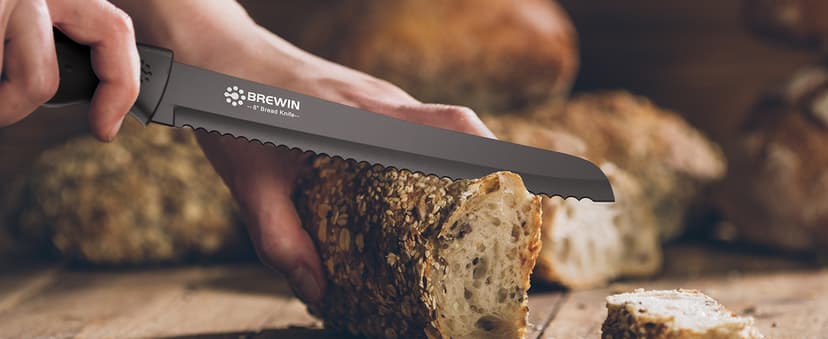 Knife Set, Brewin Kitchen Knife Set, Knives Set for Kitchen, Universal Knife Block, Utility Knife Block Set, New Home Essentials, Apartment Essentials, Dishwasher Safe