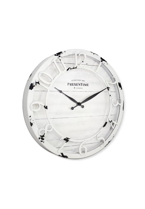 Presentime & Co 13" Farmhouse Outdoor Wall Clock w/Outdoor Thermometer, Cottage Style, Raised 3D Arabic Numerals, Oil Rubbed Bronze Finish (Wall Clock for Patio, Cottage, Poolside, Garden Spaces)