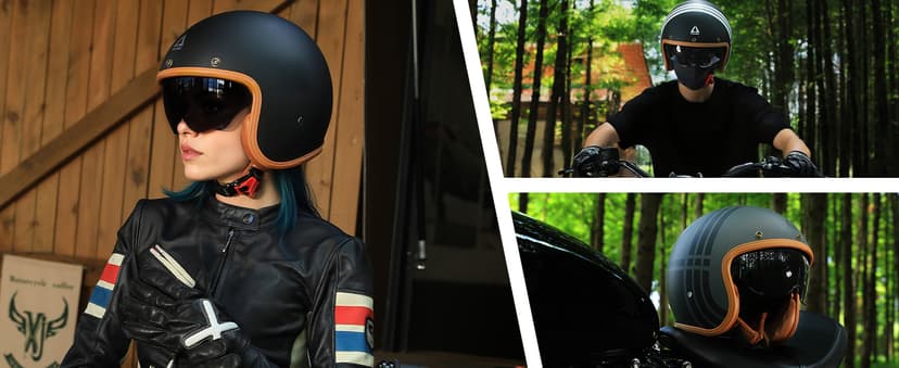 TRIANGLE 3/4 Motorcycle Helmet,Retro Open Face Adults Helmets with Visor,Half Face Moped Helmet for Men & Women,DOT Approved Helmets for Cruiser Scooter(L)