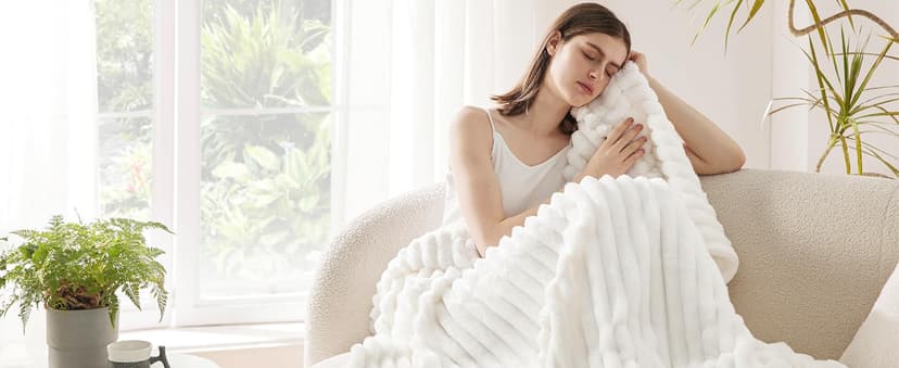 Bedsure GentleSoft White Throw Blanket for Couch - Cozy Blanket for Women, Cute Fleece Throws for Girls, Teacher Gifts Birthday Gifts for Women Men Mom, Room Home Dorm Decor, Off White, 50x60 Inches