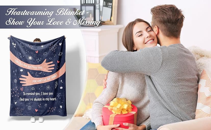 Craftique I Love You Gifts for Him Her - Soft Blanket with Love Hug - Long Distance Relationship Gifts, Anniversary/Birthday Gift for Boyfriend Girlfriend Friend