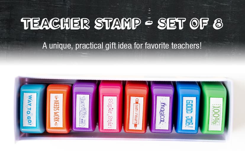 Teacher Stamps - Self Inking Motivational Encouraging and Colorful Set for School Classroom and Homeschool Setting (Set of 8)