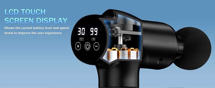 Massage Gun Deep Tissue, Handheld Electric Muscle Massager, High Intensity Percussion Massage Device for Pain Relief with 9 Attachments & 30 Speed(Black)