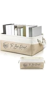 Gift for Book Club Members, To Be Read Organizer, Linen Canvas Bin with Handles for Reading Accessories Bookworm Decor Marsui 1 Pcs TBR Basket Book Lover Gifts for Women Book Storage Bin Bookish B0DSPS3KRY