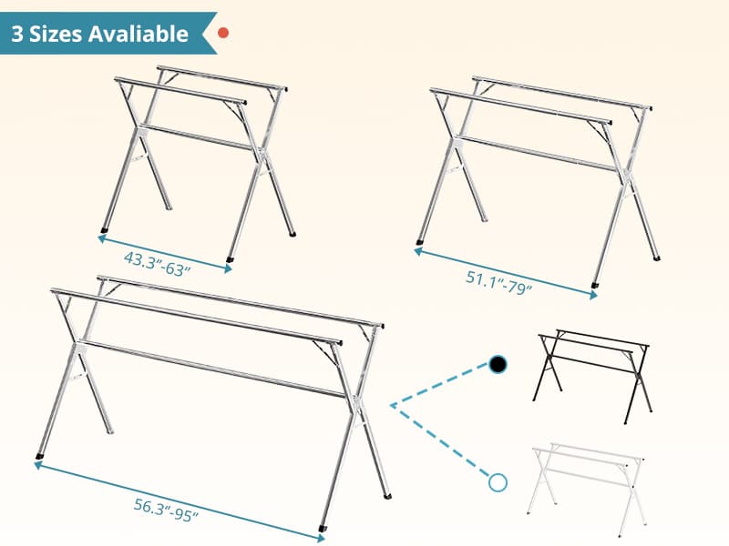 JAUREE 79 Inches Clothes Drying Rack, Drying Rack Clothing Folding Indoor Outdoor, Heavy Duty Stainless Steel Laundry Rack, Foldable Portable Large Clothes Rack Garment Rack with 20 Windproof Hooks