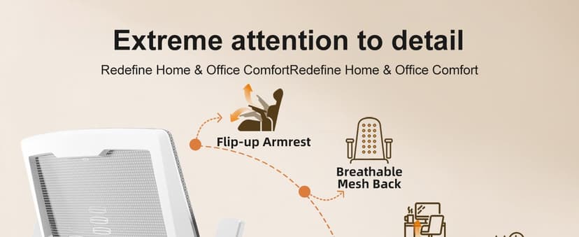 GTPLAYER Ergonomic Office Chair with Flip-up Armrests Executive Computer Chair for Home Office, Breathable Mesh & Comfy Lumbar Support, Moon Gray