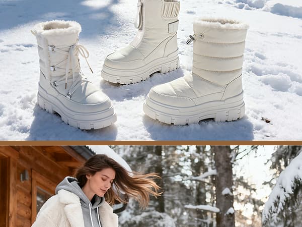 Viapipa Winter Boots for Women Waterproof, Snow Boots for Women, Womens Mid Calf Low Heel Zip Up Anti-Slip Warm Booties Comfortable for Outdoor Walking Hiking